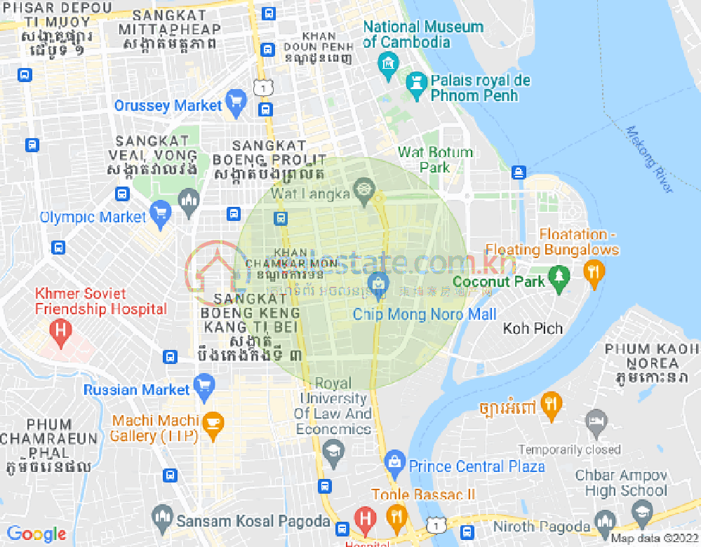 BKK 1, ボンケンコン, プノンペンの地図