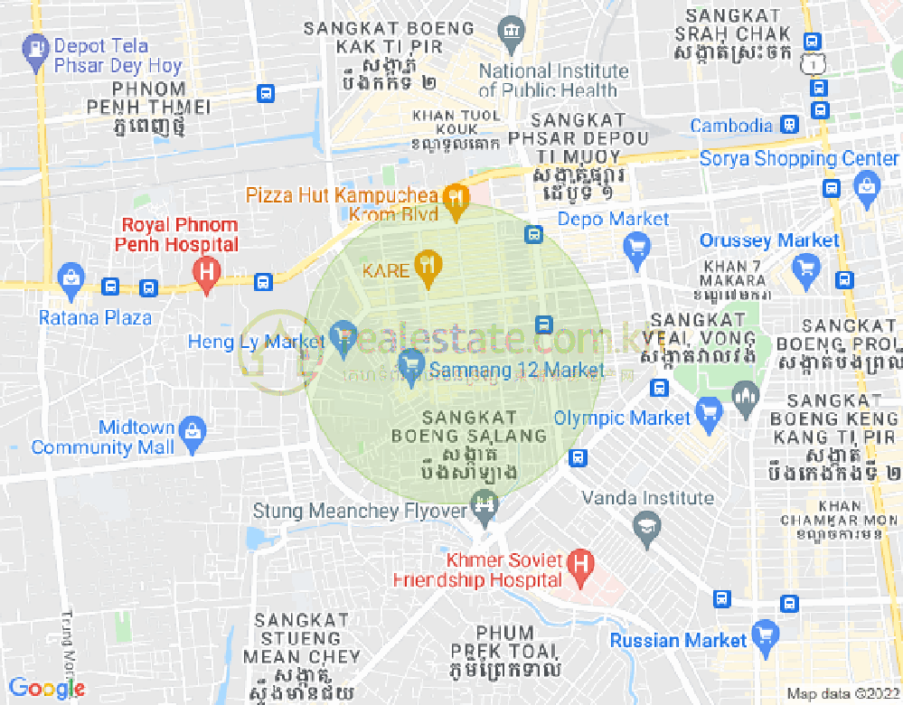 Tuek L'ak 2区, 堆谷区, 金边地图