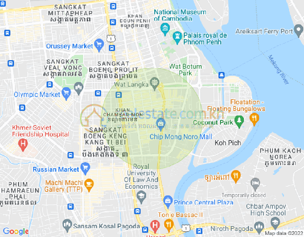 万景岗1分区（BKK1), 波哥堪, 金边地图
