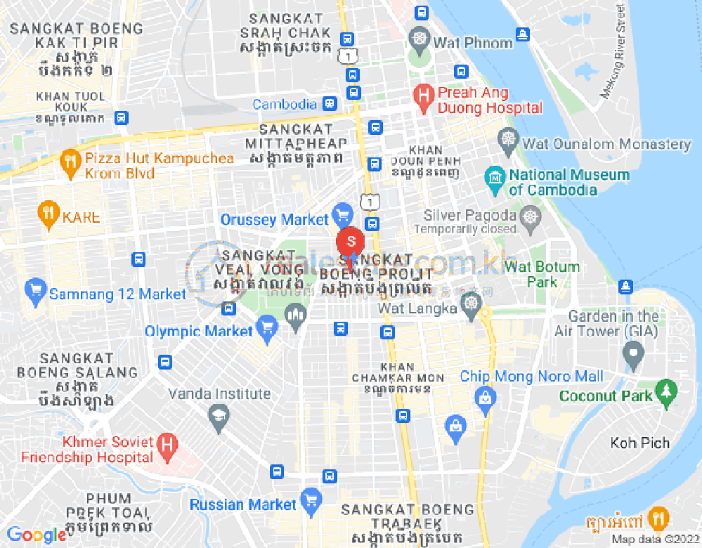 Boeung Prolit구역, 마카라구, 프놈펜 지도