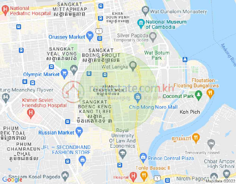 BKK 1, ボンケンコン, プノンペンの地図