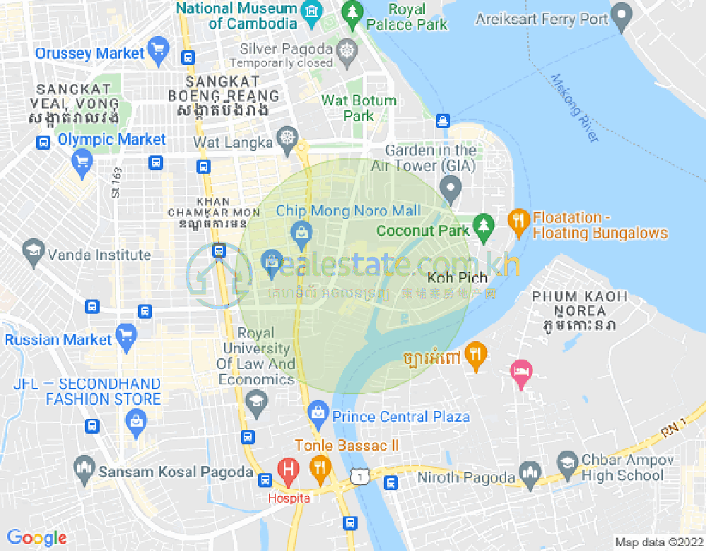 トンレバサック, チャムカモン, プノンペンの地図