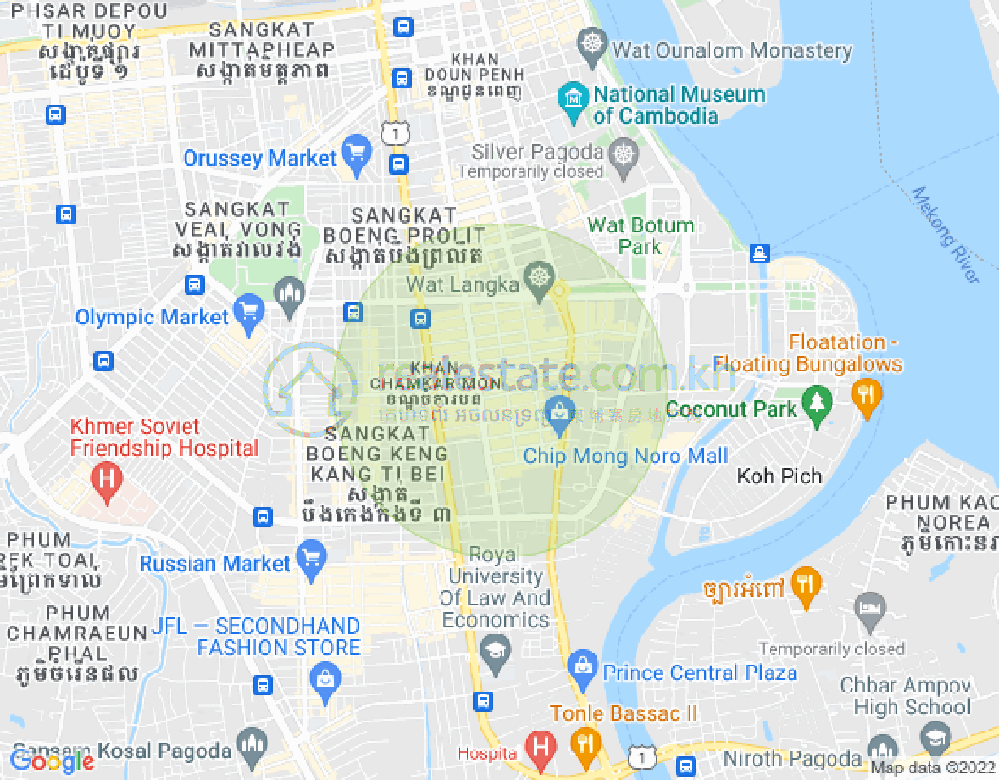 万景岗1分区（BKK1), 波哥堪, 金边地图