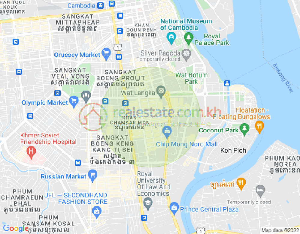 Mapa: BKK 1, Boeng Keng Kang, Phnom Penh