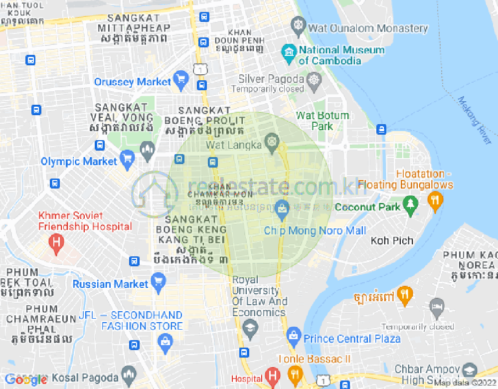 万景岗1分区（BKK1), 波哥堪, 金边地图