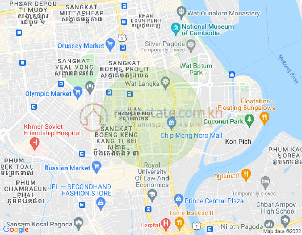 Mapa: BKK 1, Boeng Keng Kang, Phnom Penh