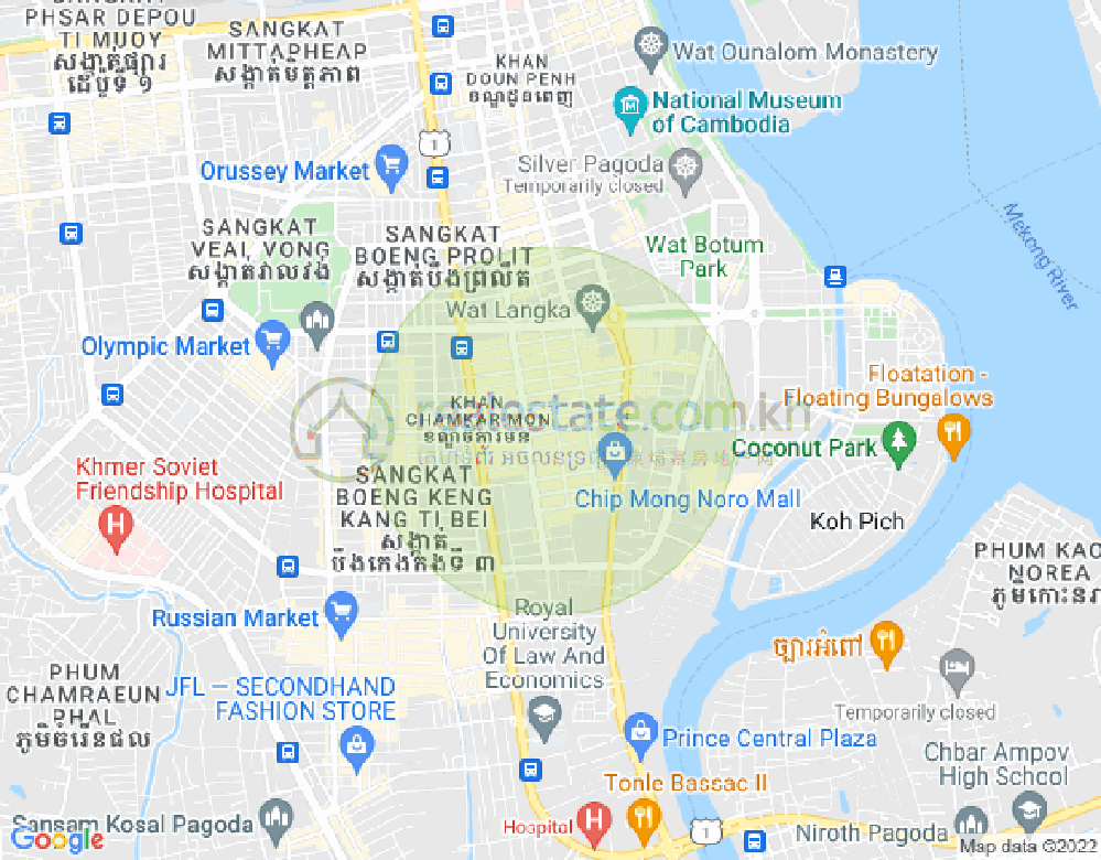 万景岗1分区（BKK1), 波哥堪, 金边地图