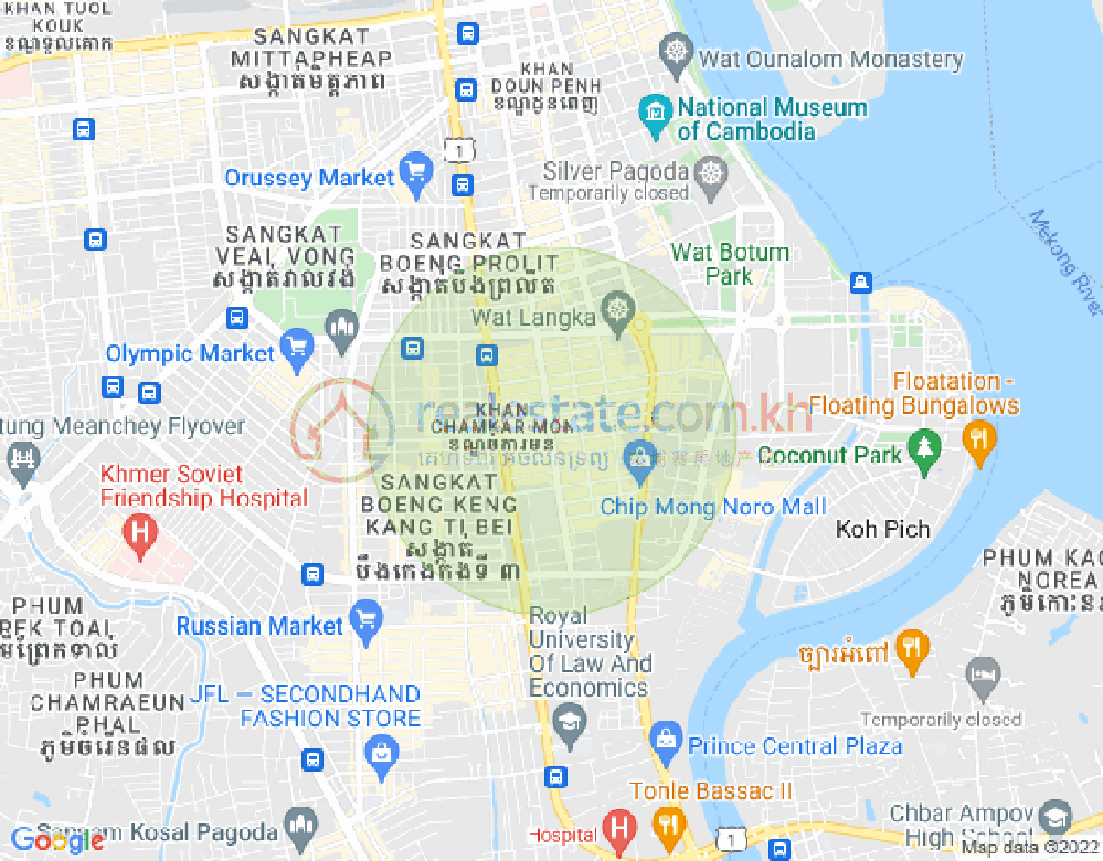 Mapa: BKK 1, Boeng Keng Kang, Phnom Penh