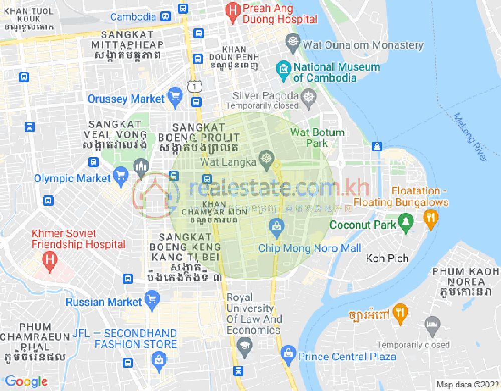 万景岗1分区（BKK1), 波哥堪, 金边地图