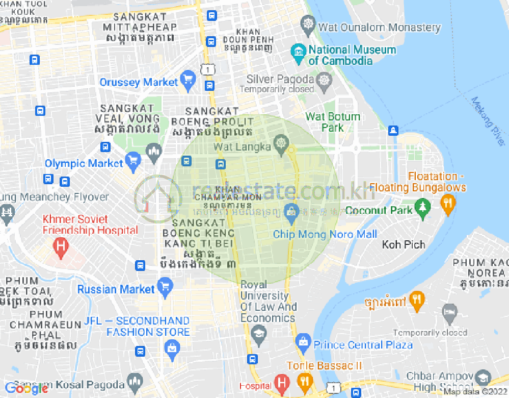 万景岗1分区（BKK1), 波哥堪, 金边地图