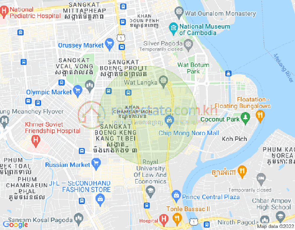 万景岗1分区（BKK1), 波哥堪, 金边地图