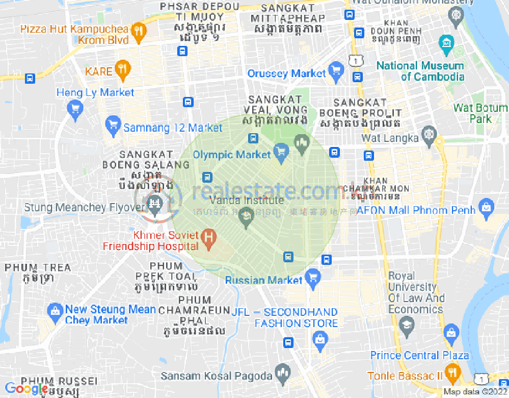 แผนที่ ตวลสวายเปรย 1, บึงเกงกอง, พนมเปญ