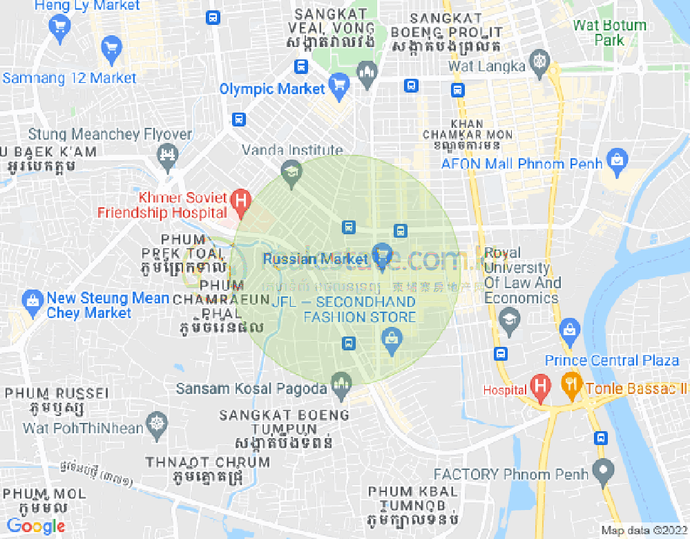 650, トゥールトンポン1, チャムカモン, プノンペンの地図