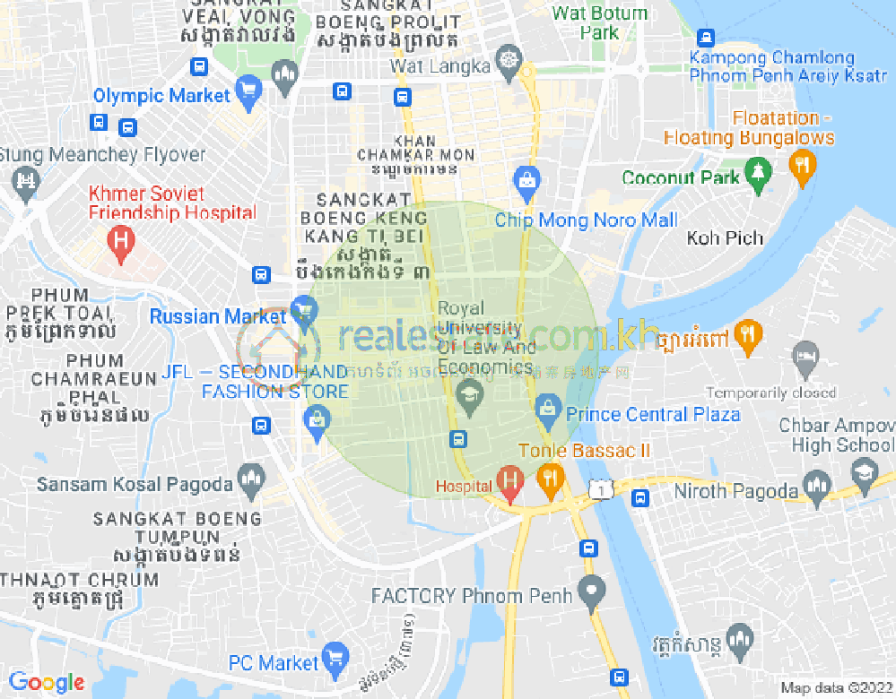 Mapa: Boeung Trabek, Chamkarmon, Phnom Penh