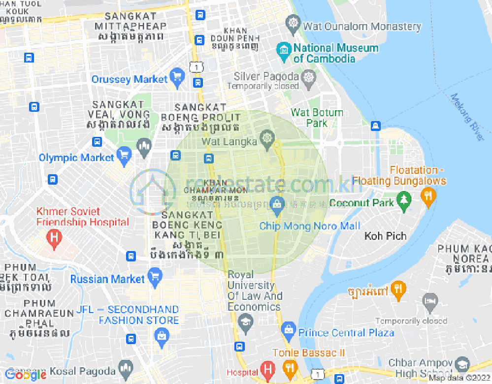 만경강1부구(BKK1), 벙껭깡, 프놈펜 지도