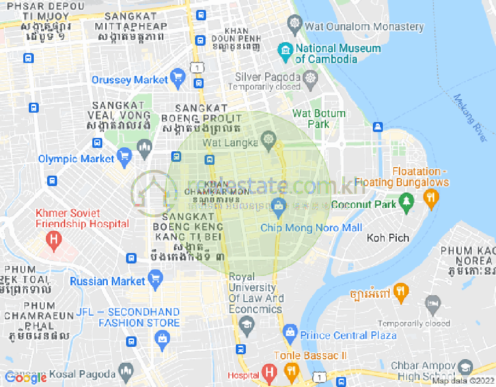 Carte de BKK 1, Boeng Keng Kang, Phnom Penh