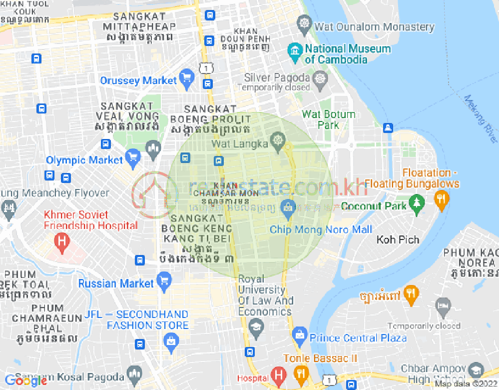 万景岗1分区（BKK1), 波哥堪, 金边地图