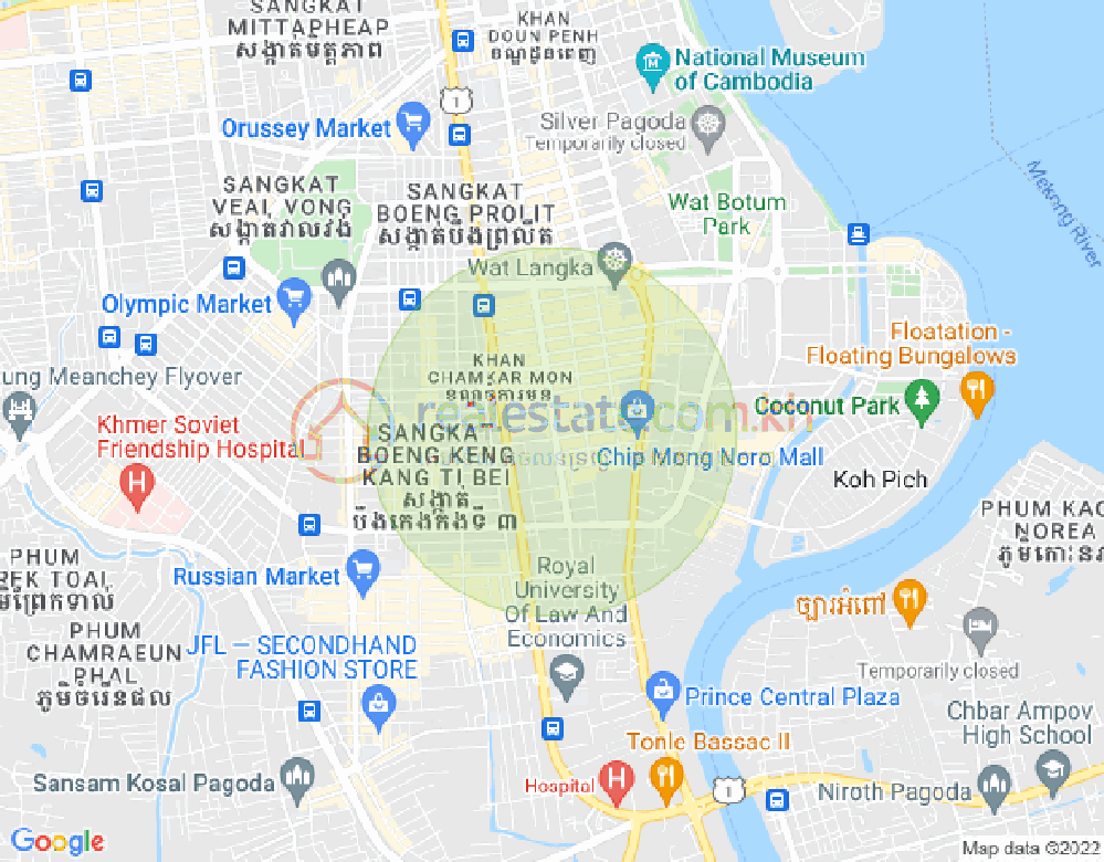 Carte de BKK 1, Boeng Keng Kang, Phnom Penh