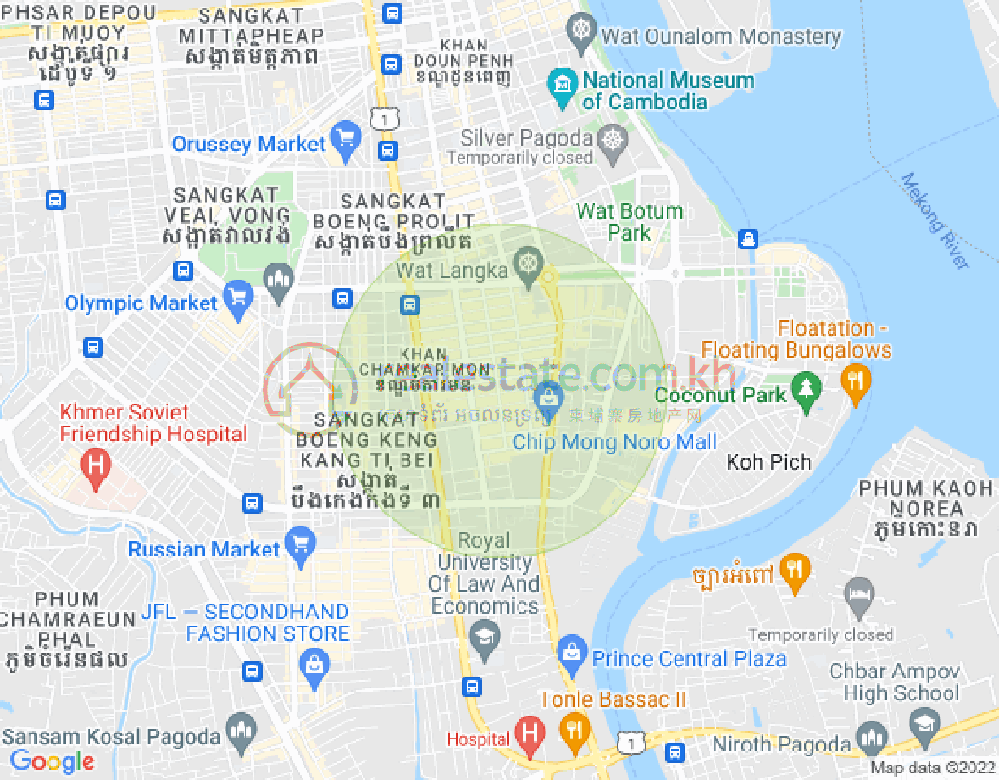 万景岗1分区（BKK1), 波哥堪, 金边地图