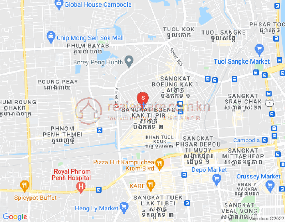 Mapa: Boeung Kak 2, Toul Kork, Phnom Penh