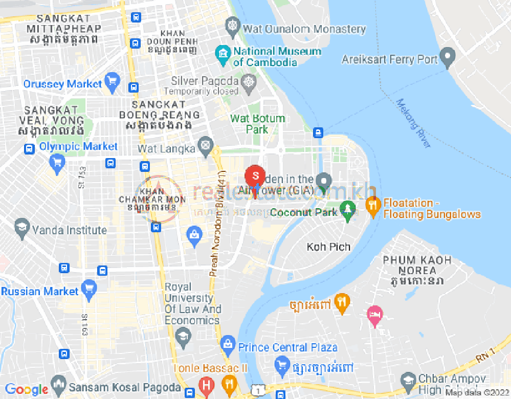 Map of Tonle Bassac, Chamkarmon, Phnom Penh