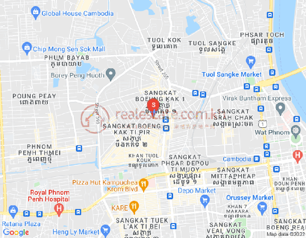 แผนที่ บึงกัก 1, ตuolโกก, พนมเปญ