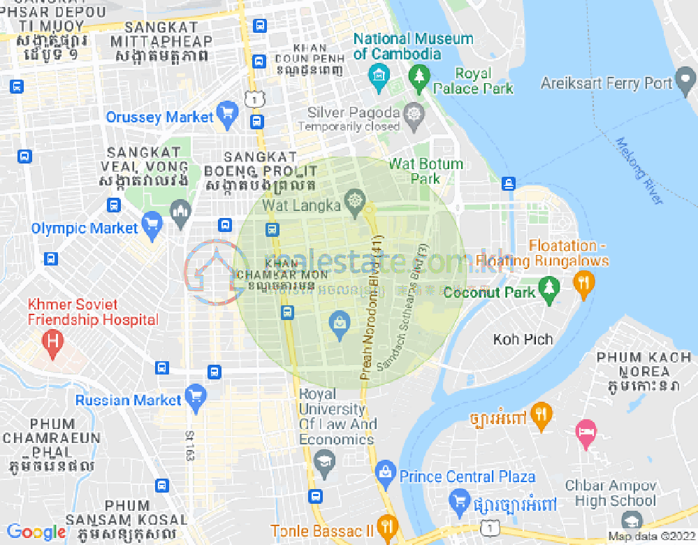 万景岗2分区（BKK2), 波哥堪, 金边地图