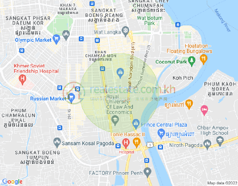 BKK 1, ボンケンコン, プノンペンの地図