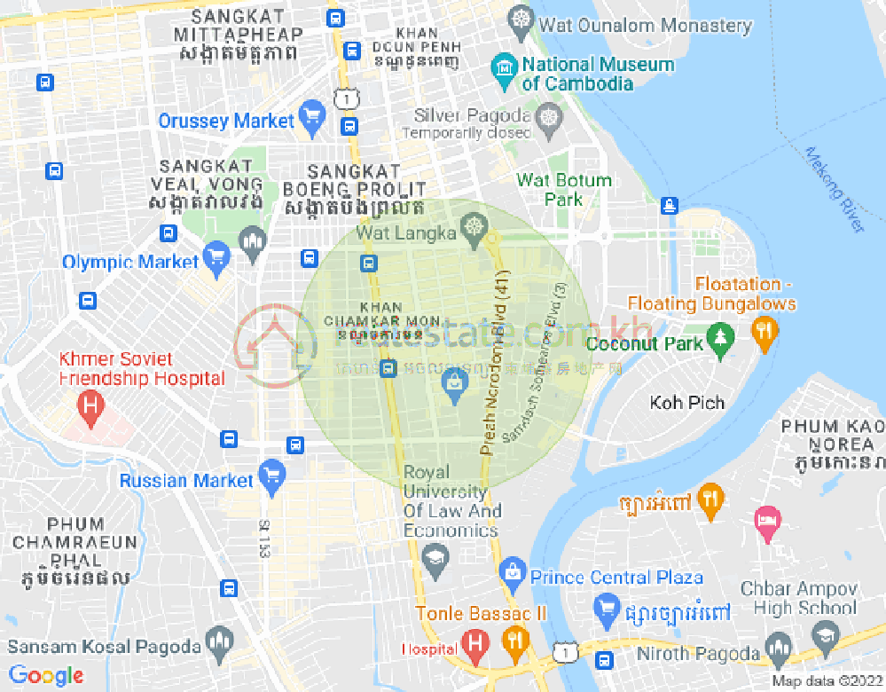 BKK 1, ボンケンコン, プノンペンの地図