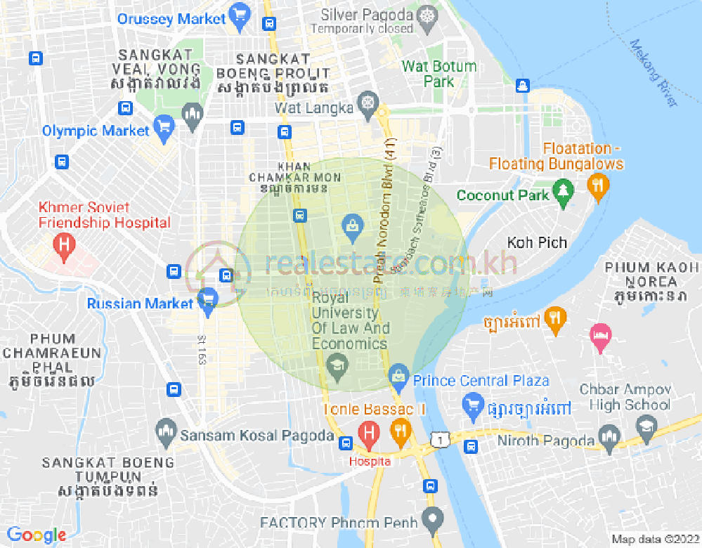 BKK 1, ボンケンコン, プノンペンの地図