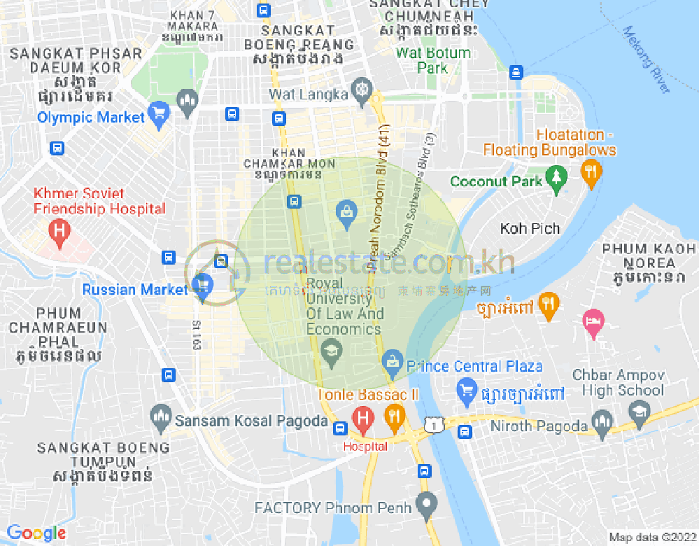 万景岗1分区（BKK1), 波哥堪, 金边地图