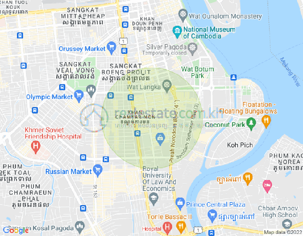 Map of BKK 1, Boeng Keng Kang, Phnom Penh