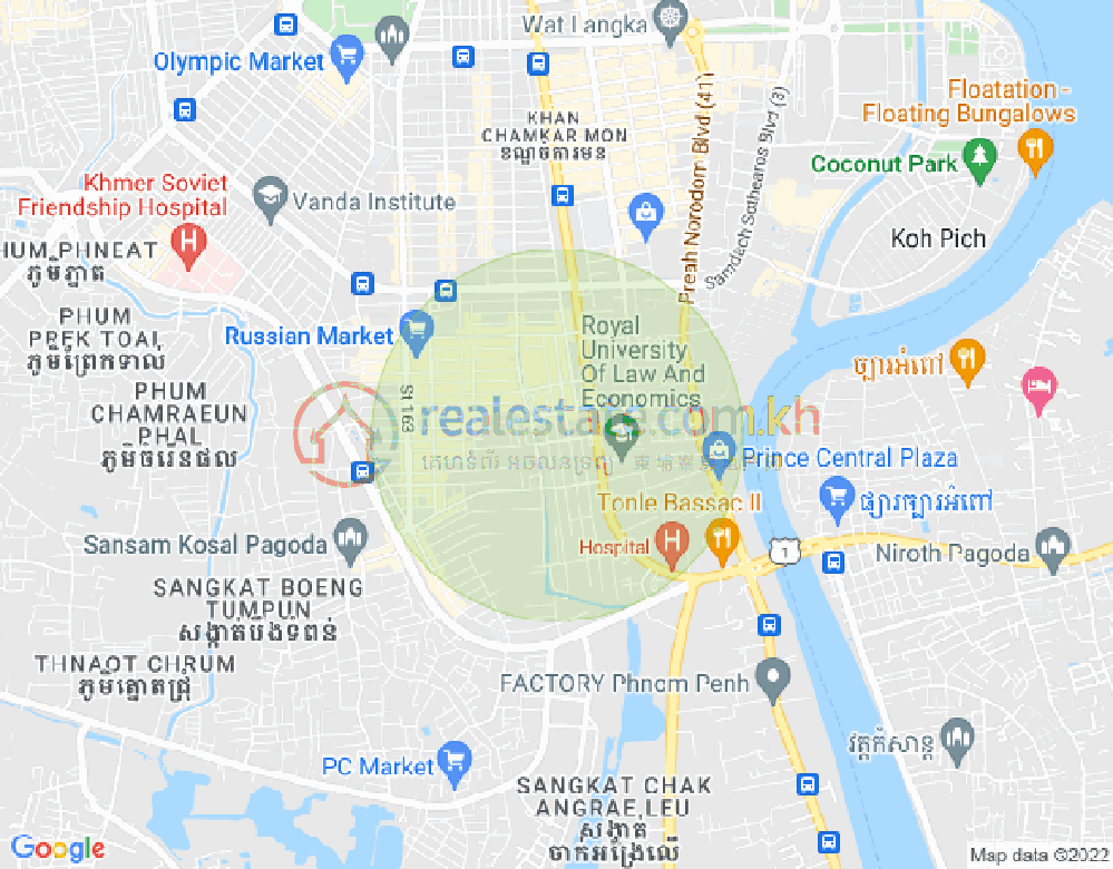 Mapa: Boeung Trabek, Chamkarmon, Phnom Penh