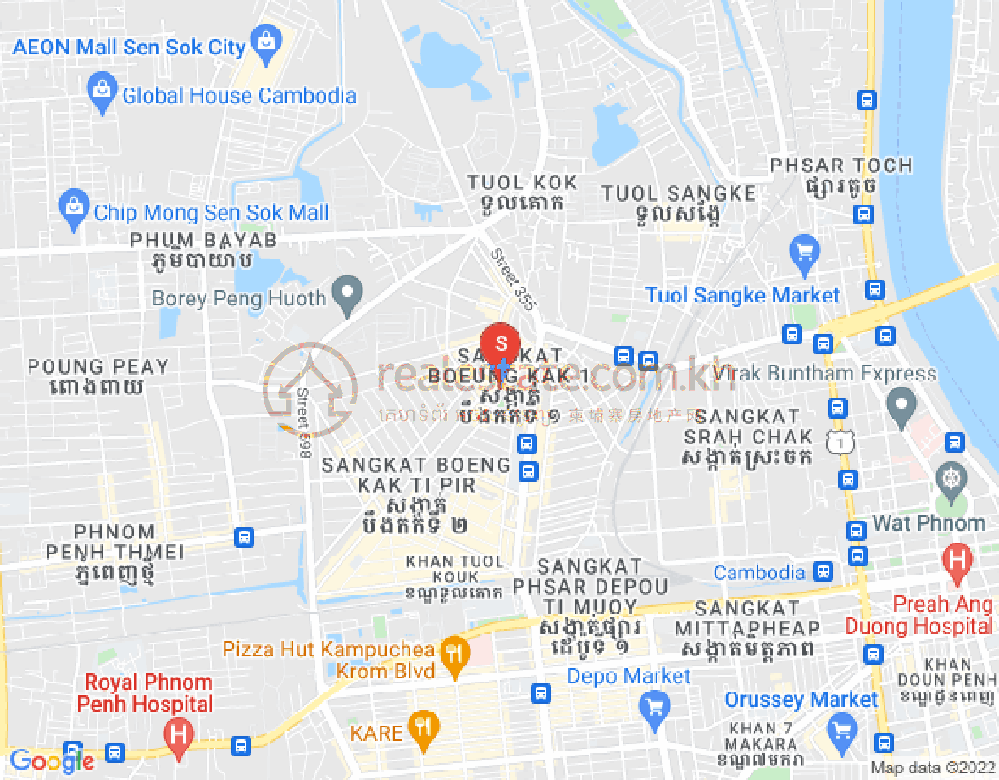 ブン・カック1, トゥールコーク, プノンペンの地図
