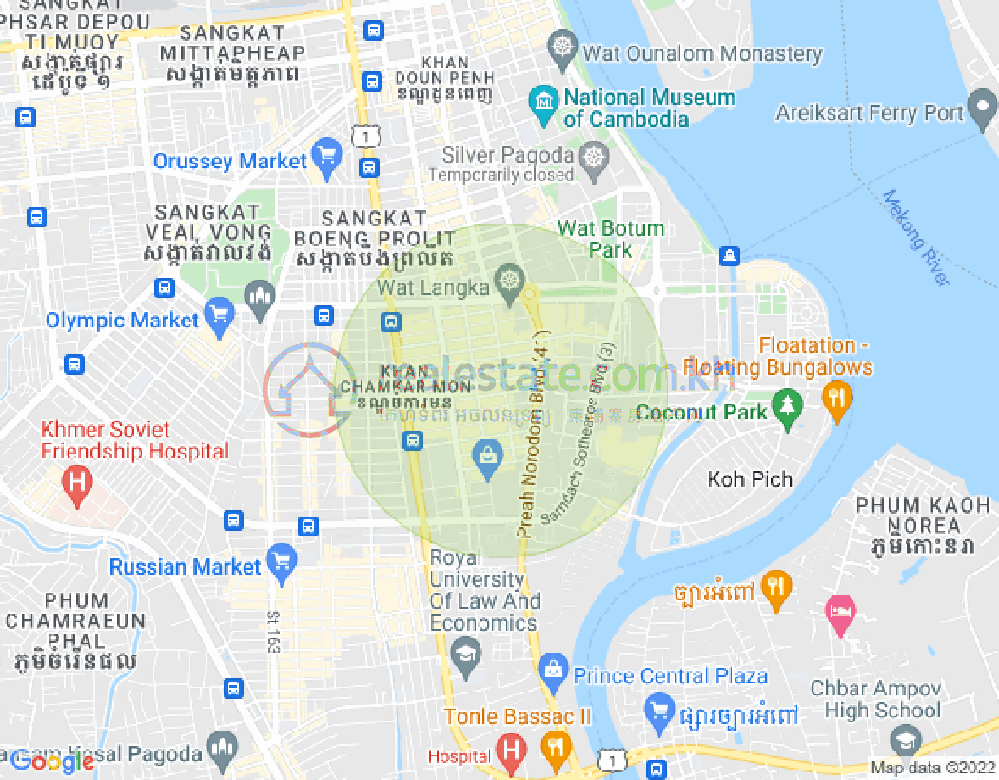 万景岗1分区（BKK1), 波哥堪, 金边地图