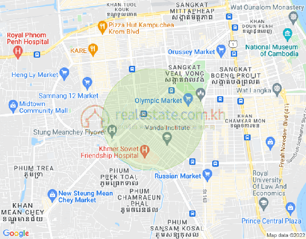 Map of Toul Svay Prey 2, Boeng Keng Kang, Phnom Penh