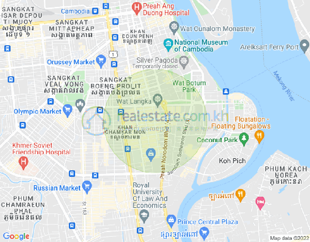 BKK 1, ボンケンコン, プノンペンの地図