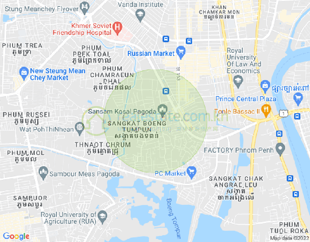 Stueng Mean chey区, 棉芷区, 金边地图