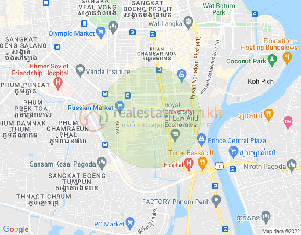 Mapa: Boeung Trabek, Chamkarmon, Phnom Penh