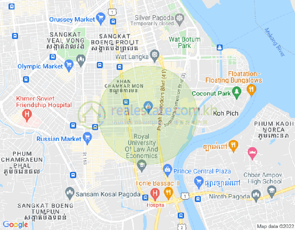 万景岗1分区（BKK1), 波哥堪, 金边地图