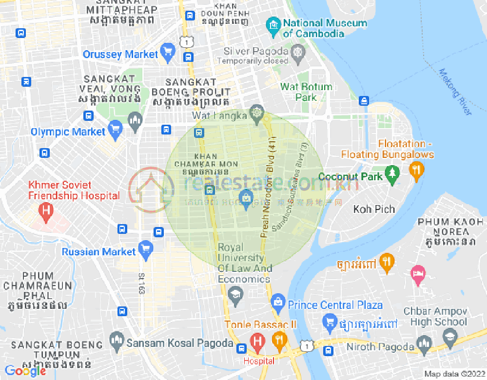 BKK 1, ボンケンコン, プノンペンの地図