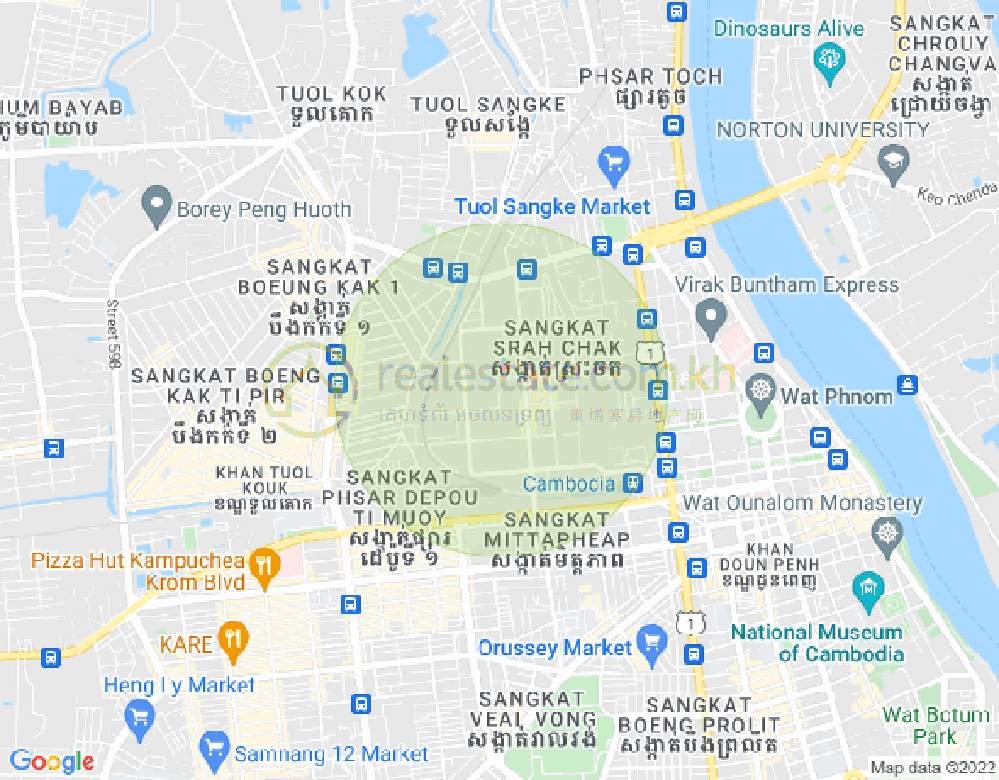 Map of Boeung Kak 1, Toul Kork, Phnom Penh
