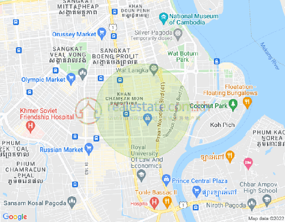 万景岗1分区（BKK1), 波哥堪, 金边地图