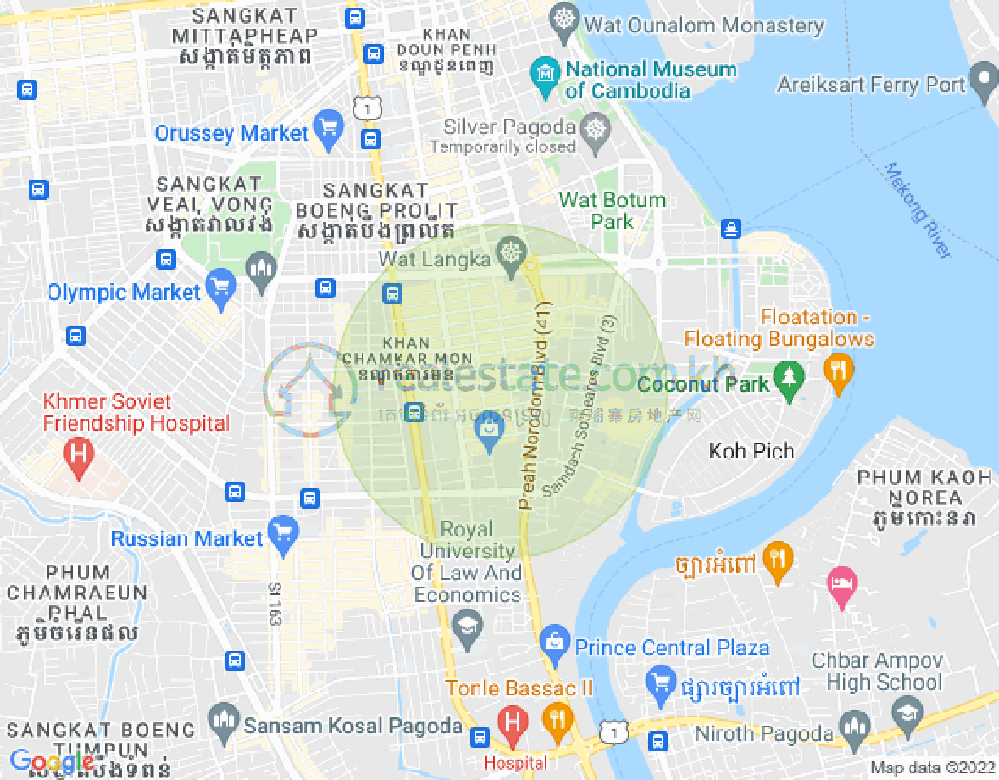 BKK 1, ボンケンコン, プノンペンの地図