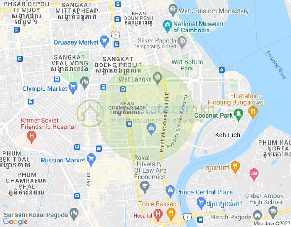 BKK 1, ボンケンコン, プノンペンの地図