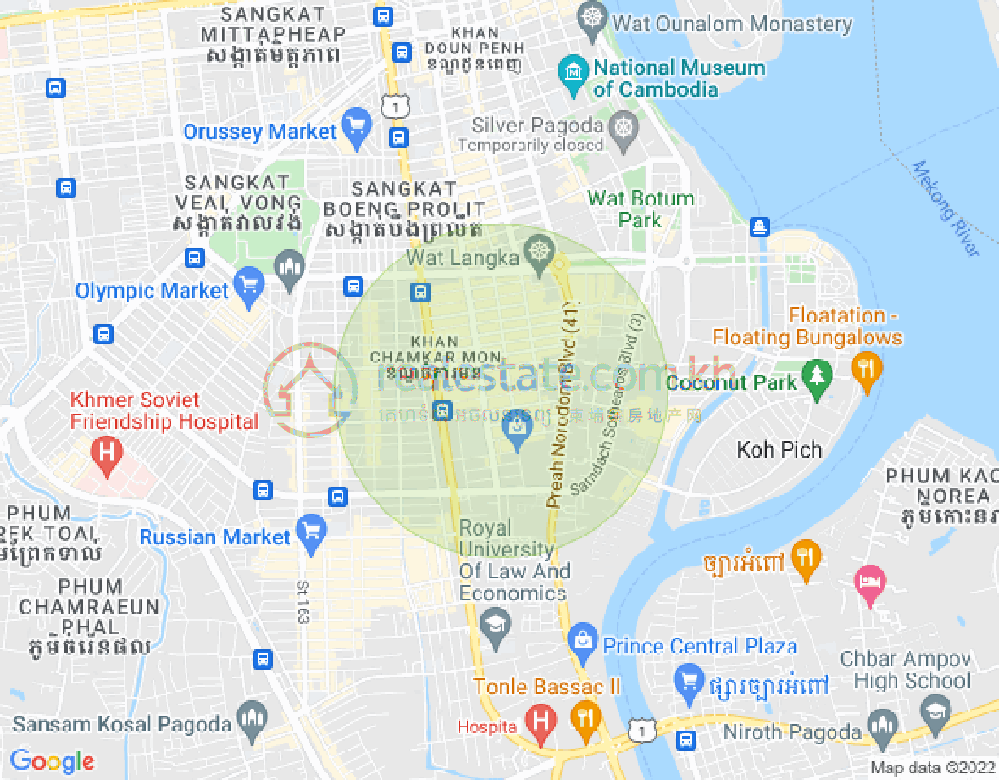 Map of BKK 1, Boeng Keng Kang, Phnom Penh