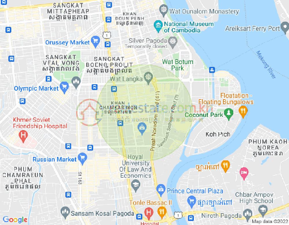 Map of BKK 1, Boeng Keng Kang, Phnom Penh