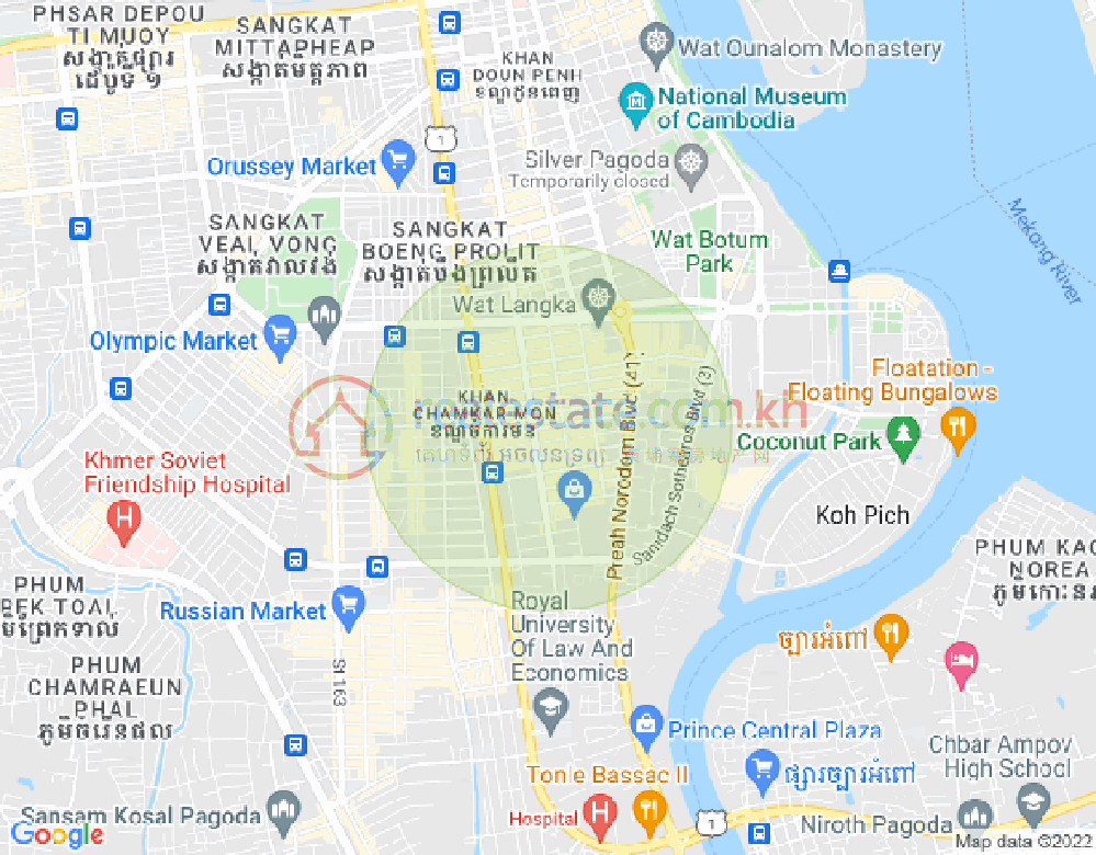 万景岗1分区（BKK1), 波哥堪, 金边地图