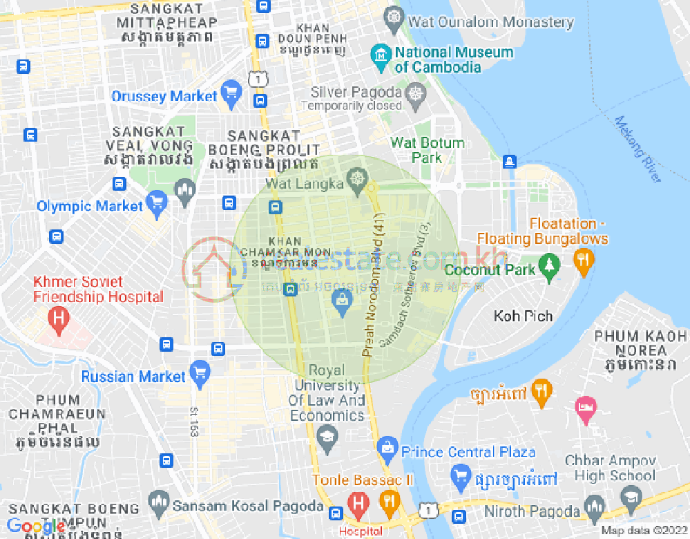 万景岗1分区（BKK1), 波哥堪, 金边地图