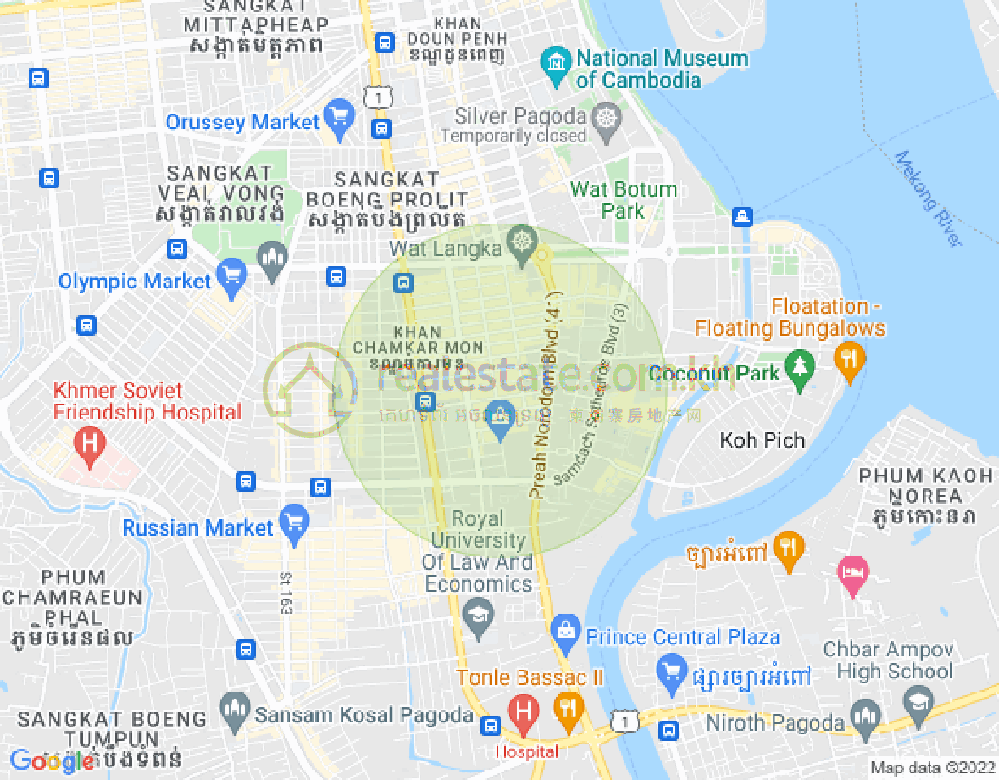 万景岗1分区（BKK1), 波哥堪, 金边地图